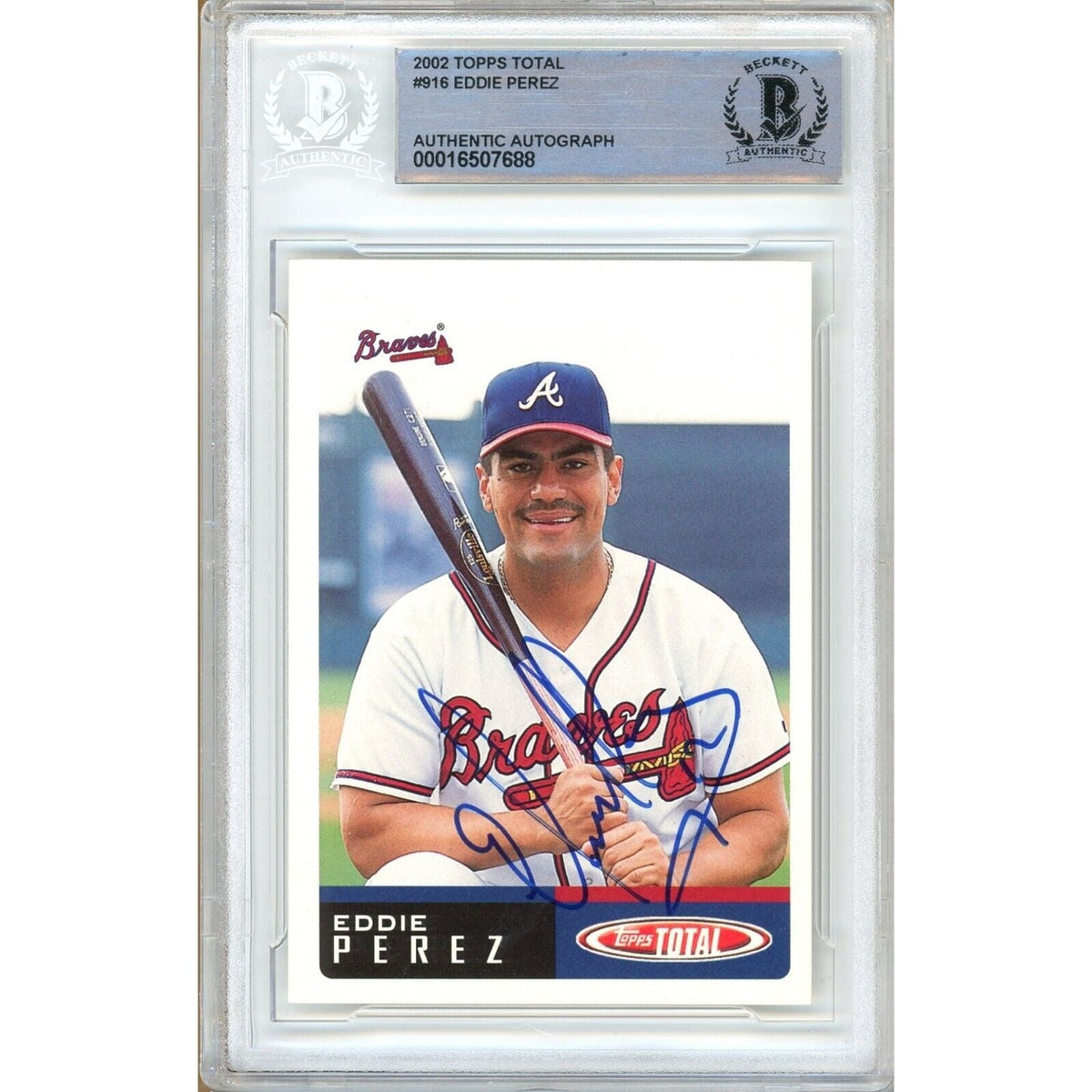 Eddie Perez Topps Total Autographed Trading Card Beckett BAS