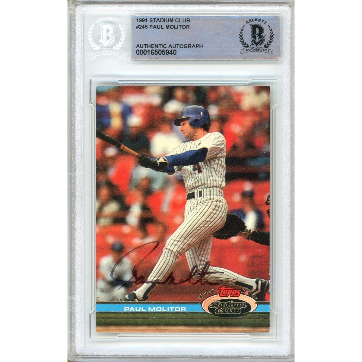 Paul Molitor Milwaukee Brewers Signed Autographed Trading Card Beckett BAS