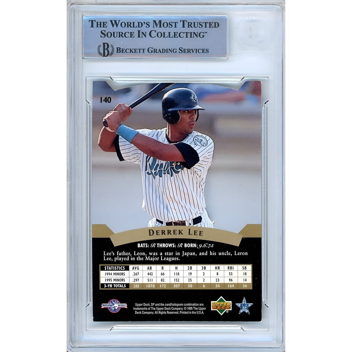 Derrek Lee Upper Deck Signed Trading Card Beckett BAS