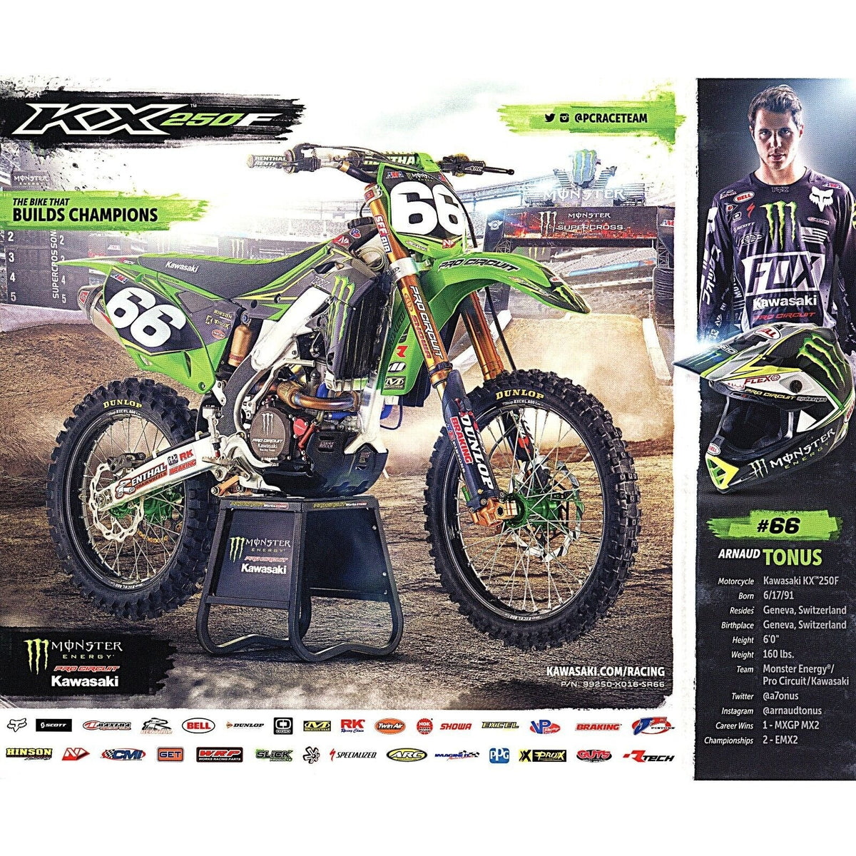 Arnaud Tonus Supercross Autographed Signed Photo Beckett BAS