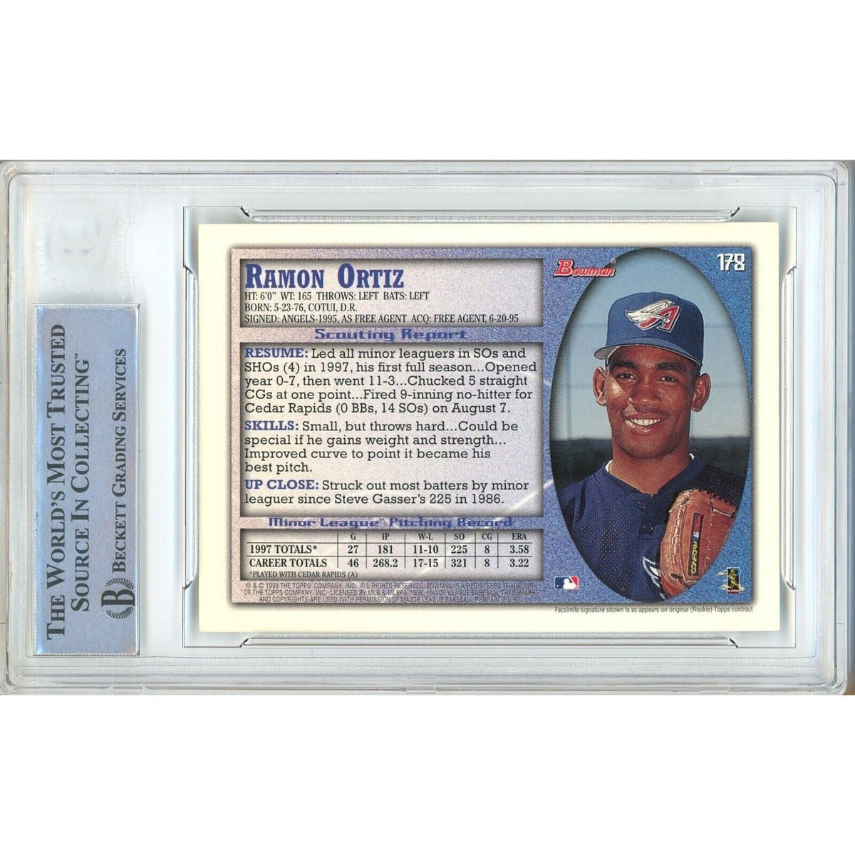 Ramon Ortiz Signed Trading Card Beckett BAS