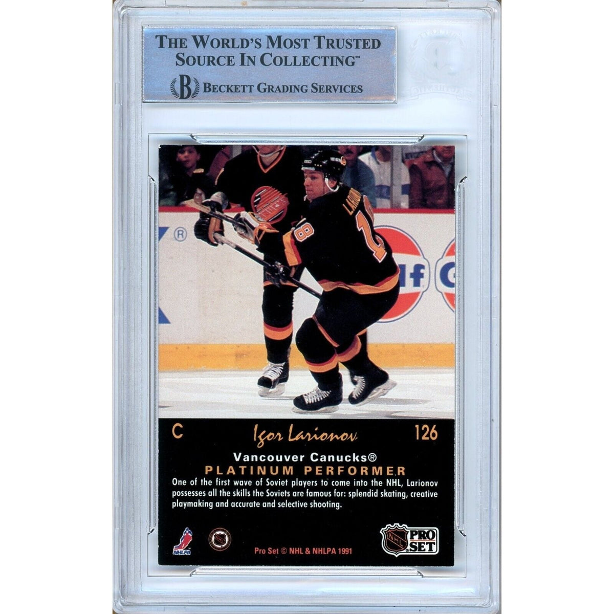 Igor Larionov Pro Set Platinum Signed Trading Card Beckett BAS