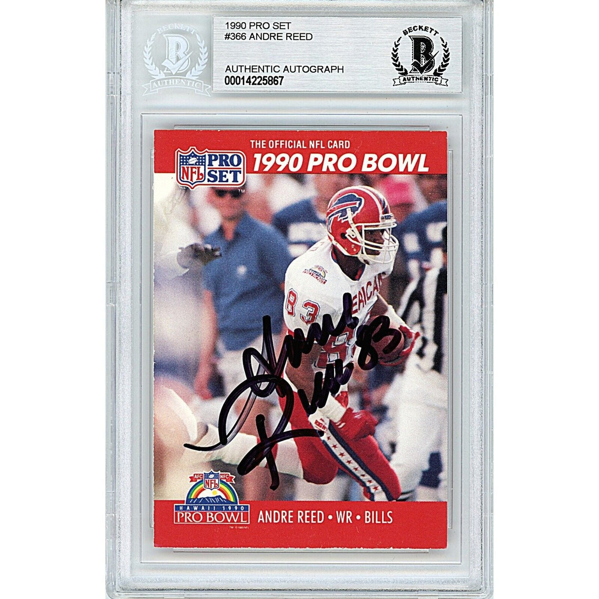 Andre Reed Pro Set Autographed Trading Card Beckett BAS