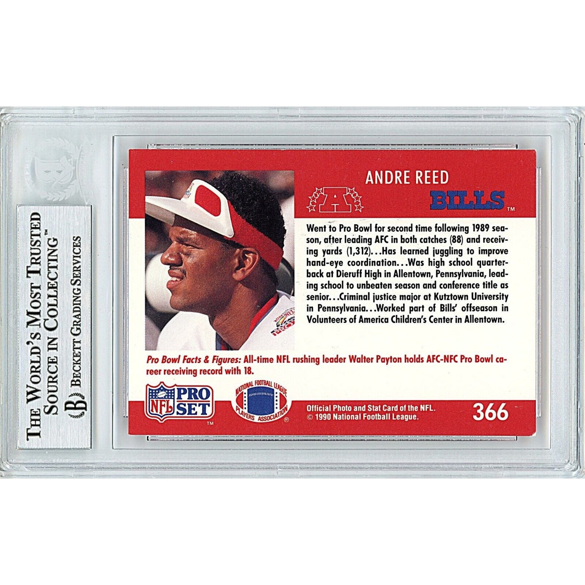 Andre Reed Pro Set Signed Trading Card Beckett BAS