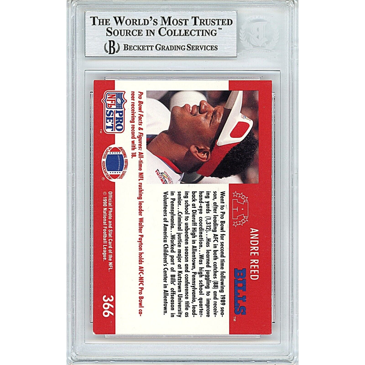 Andre Reed Pro Set Autograph Trading Card Beckett BAS