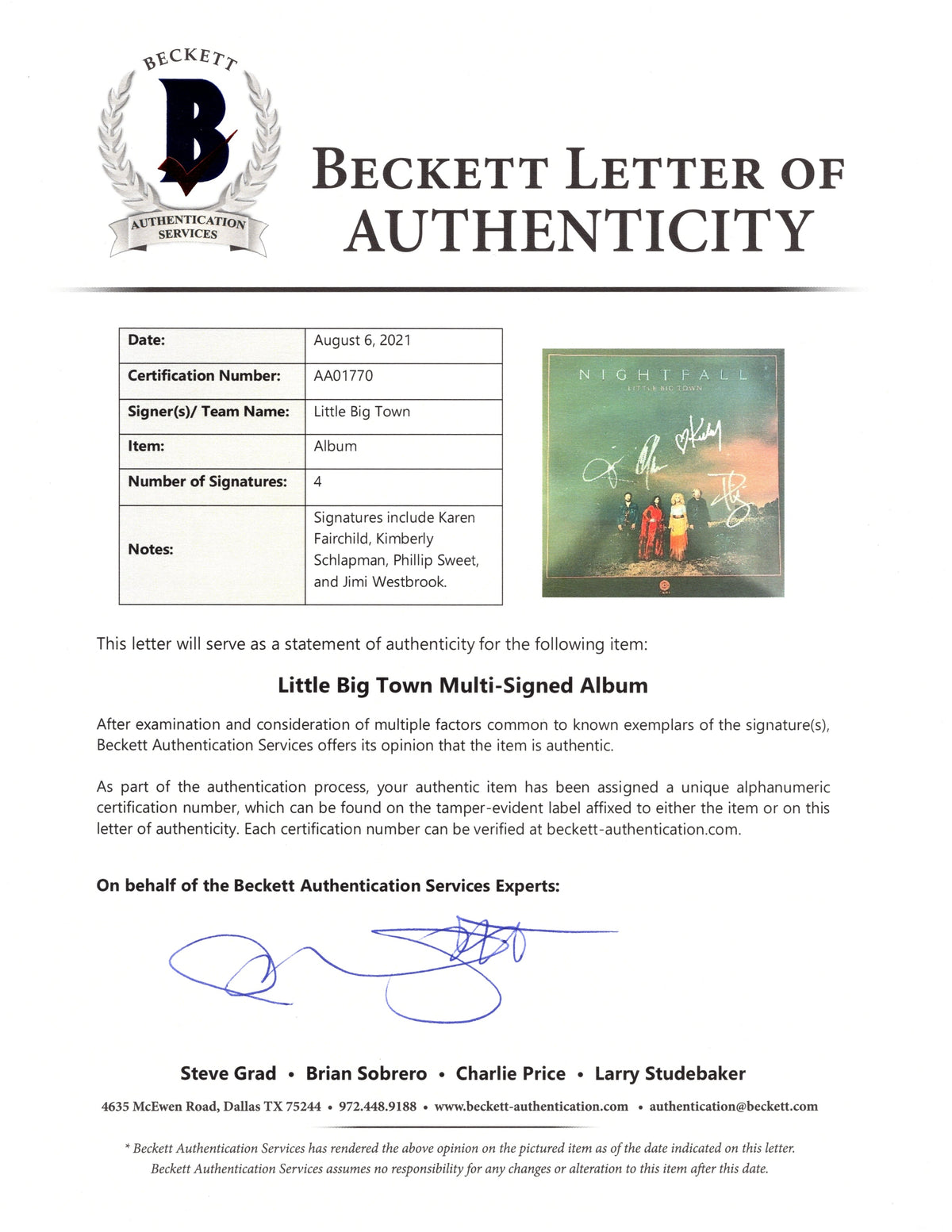 Little Big Autographed Nightfall Vinyl Signed Trading Card Beckett BAS