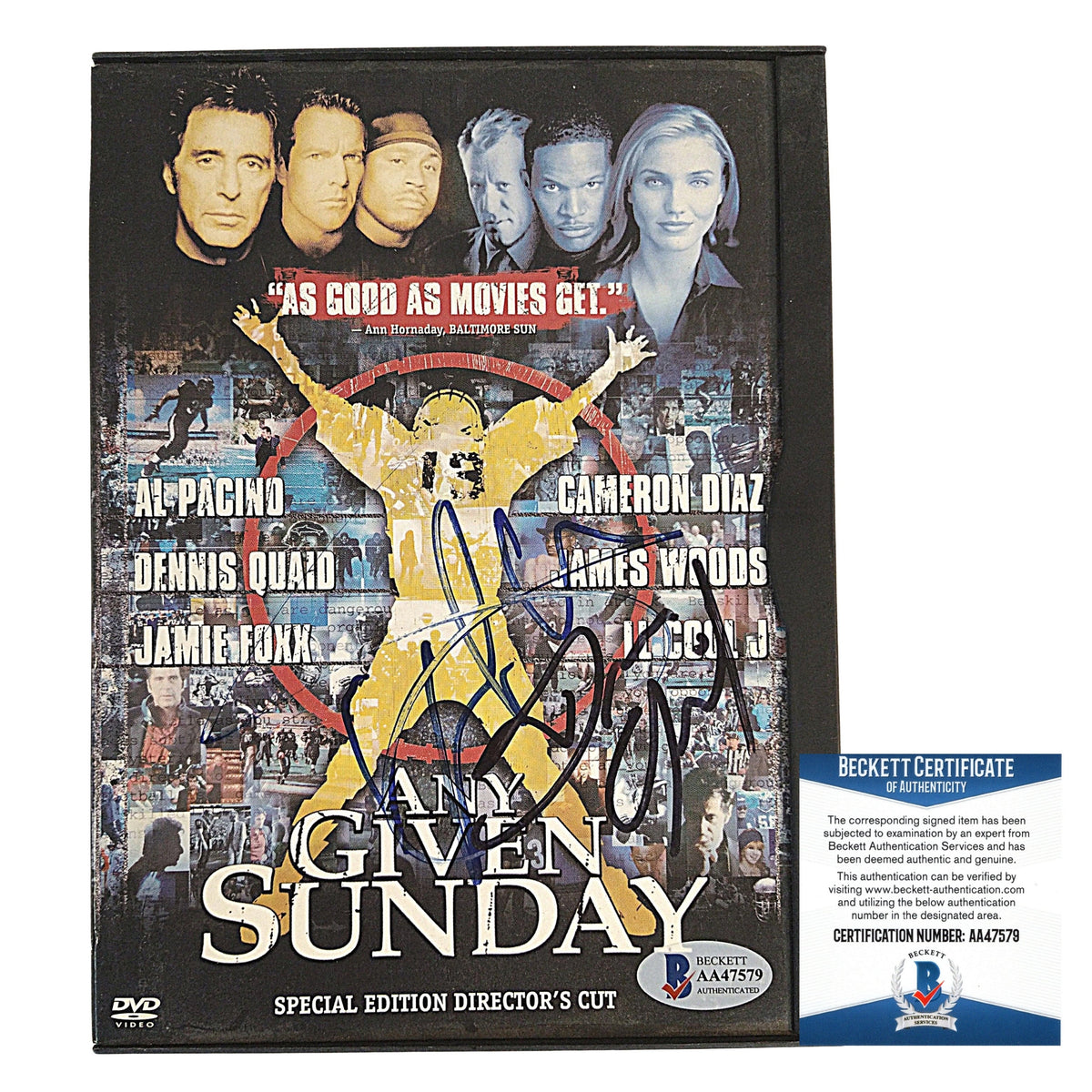 Ll Cool Dennis Quaid Autographed Football Beckett BAS