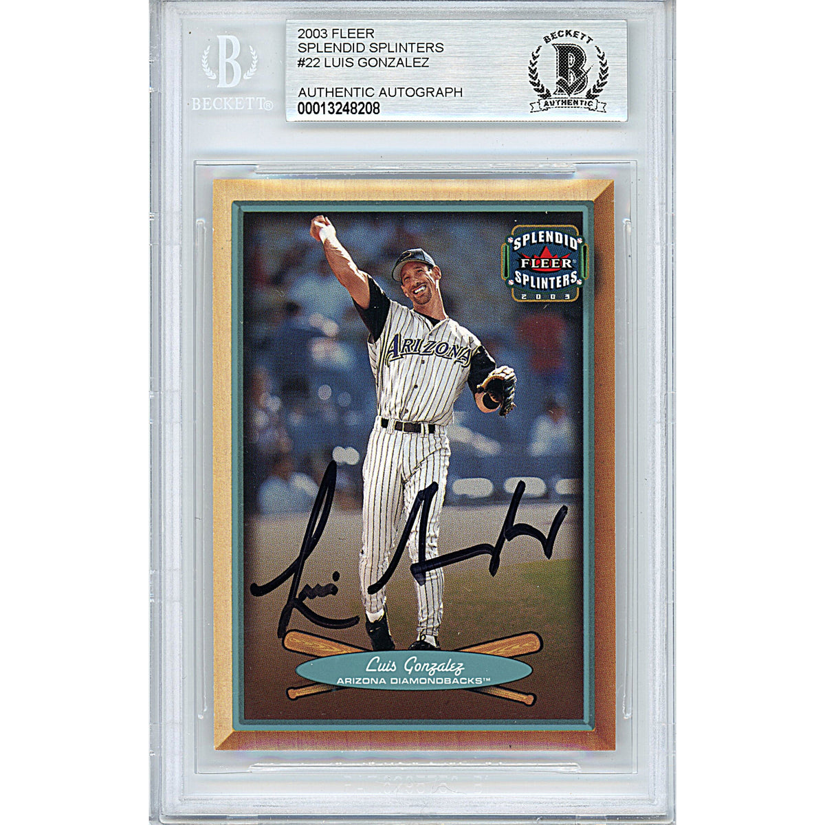 Luis Gonzalez Fleer Splendid Splinters Autographed Trading Card Beckett BGS