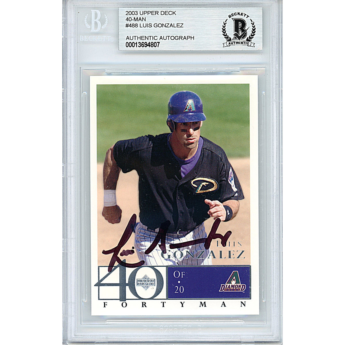 Luis Gonzalez Upper Deck Autographed Trading Card Beckett BGS