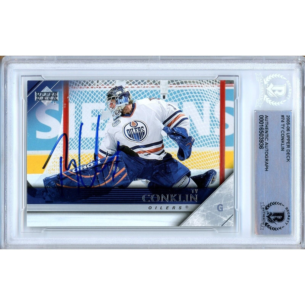 Ty Conklin Edmonton Oilers Signed Autographed Trading Card Beckett BAS