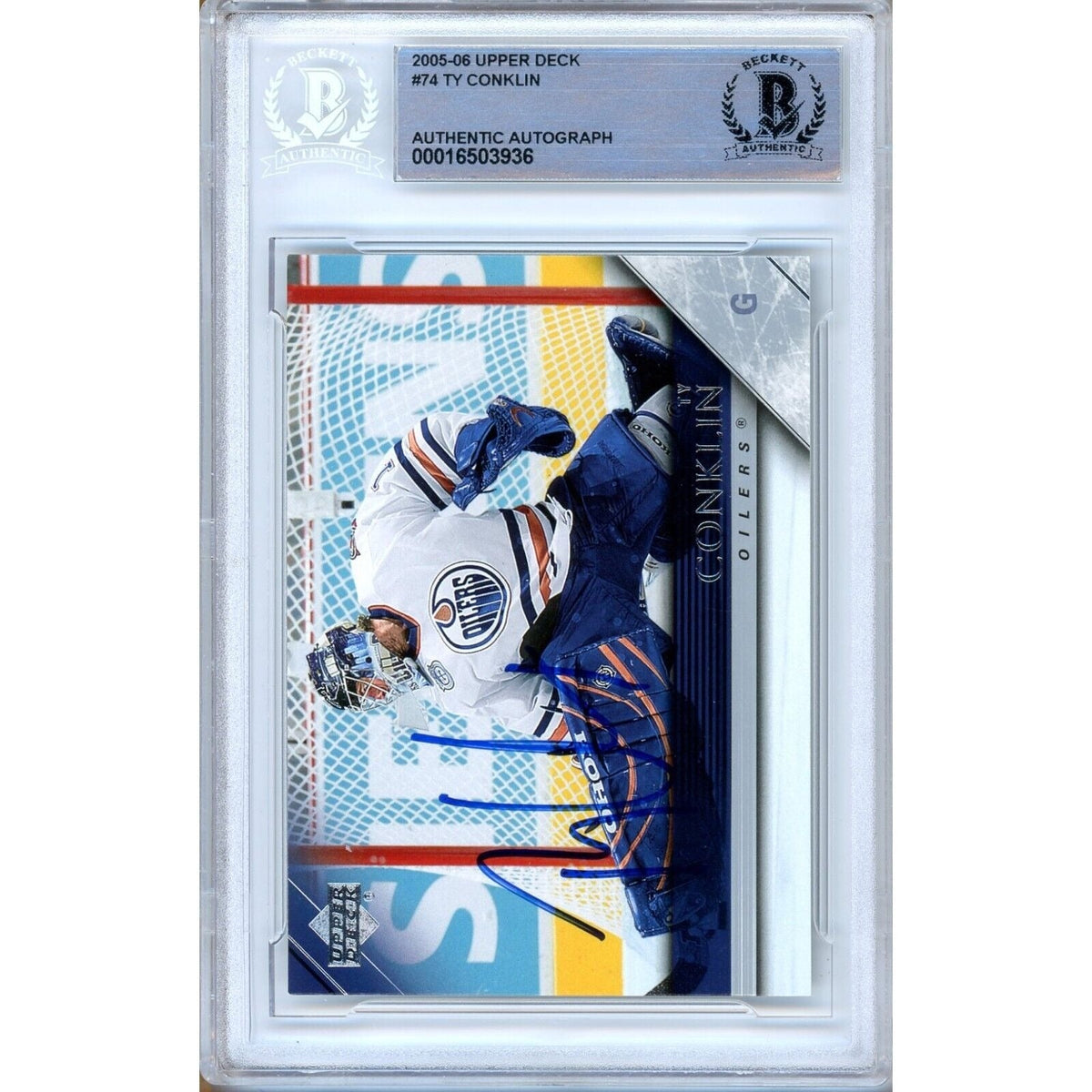 Ty Conklin Edmonton Oilers Signed Trading Card Beckett BAS