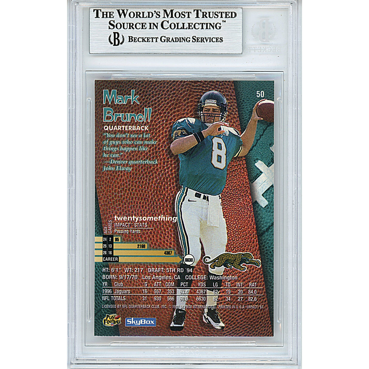 Mark Brunell Signed Jacksonville Jaguars Trading Card Beckett BGS