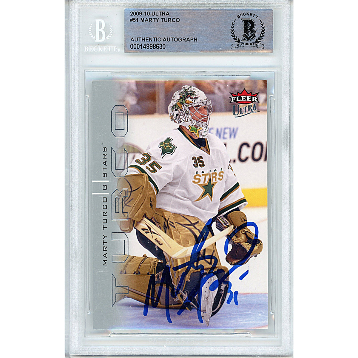Marty Turco Signed Dallas Stars Autographed Trading Card Beckett BGS