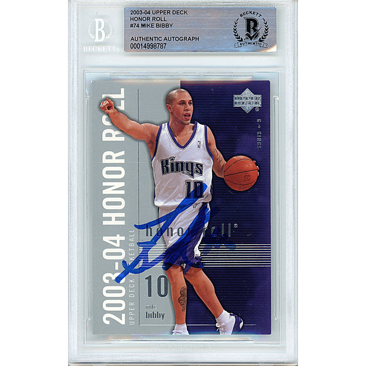 Mike Bibby Signed Sacramento Kings Autographed Trading Card Beckett BGS