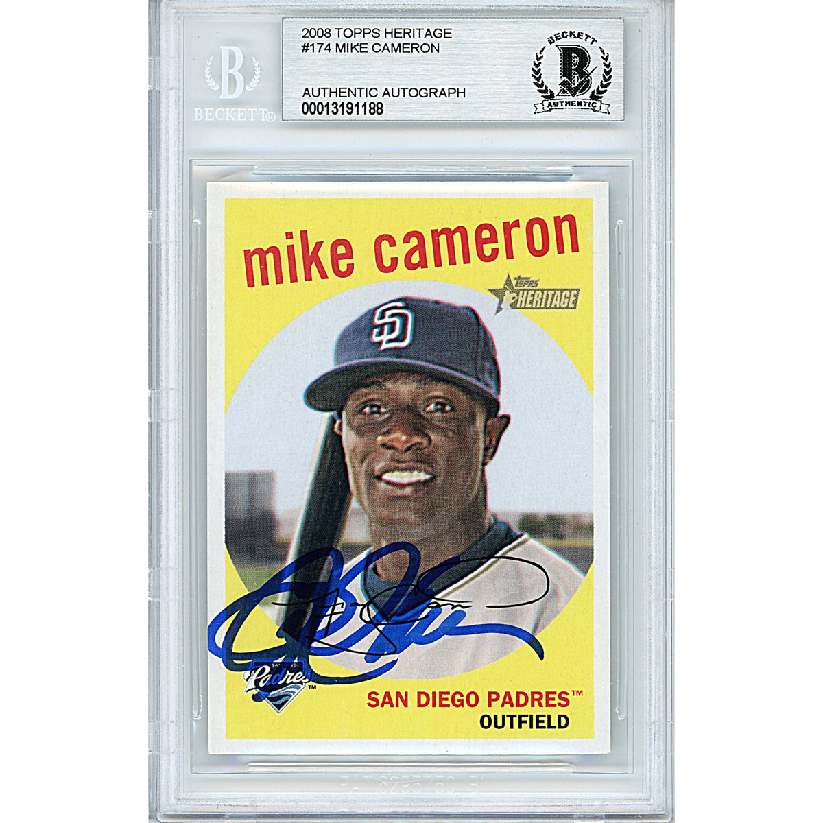 Mike Cameron Signed San Diego Autographed Trading Card Beckett BGS