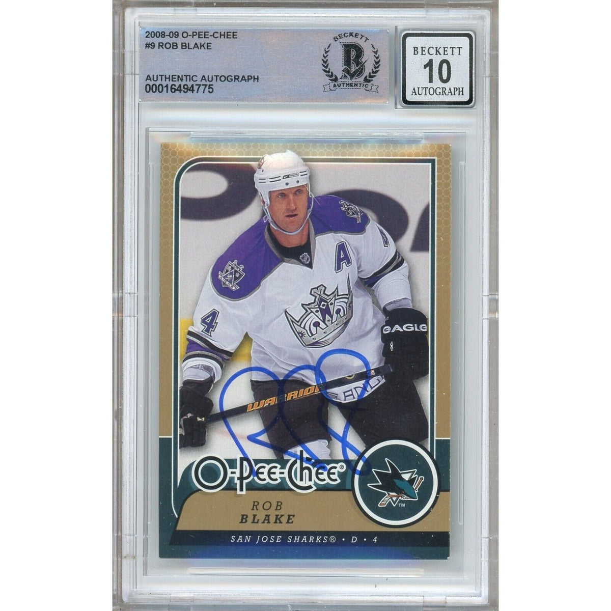 Rob Blake Los Angeles Kings Autographed Trading Card Beckett BGS