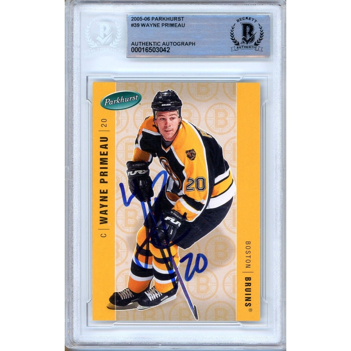 Wayne Primeau Boston Bruins Signed Autographed Trading Card Beckett BAS