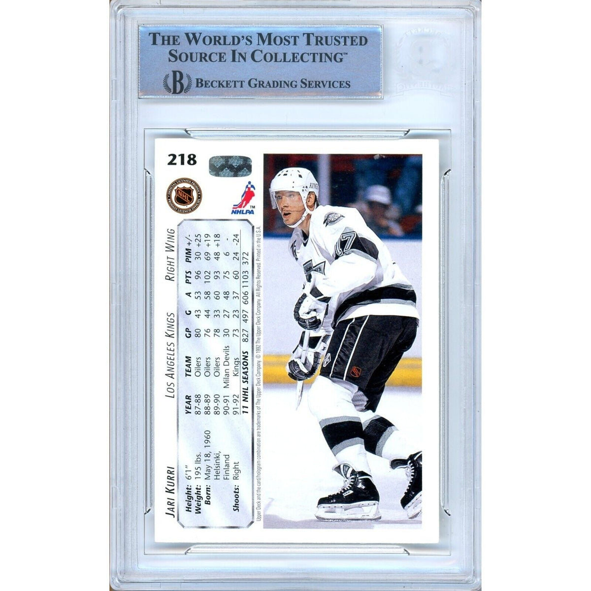 Jari Kurri Upper Deck Signed Trading Card Beckett BAS