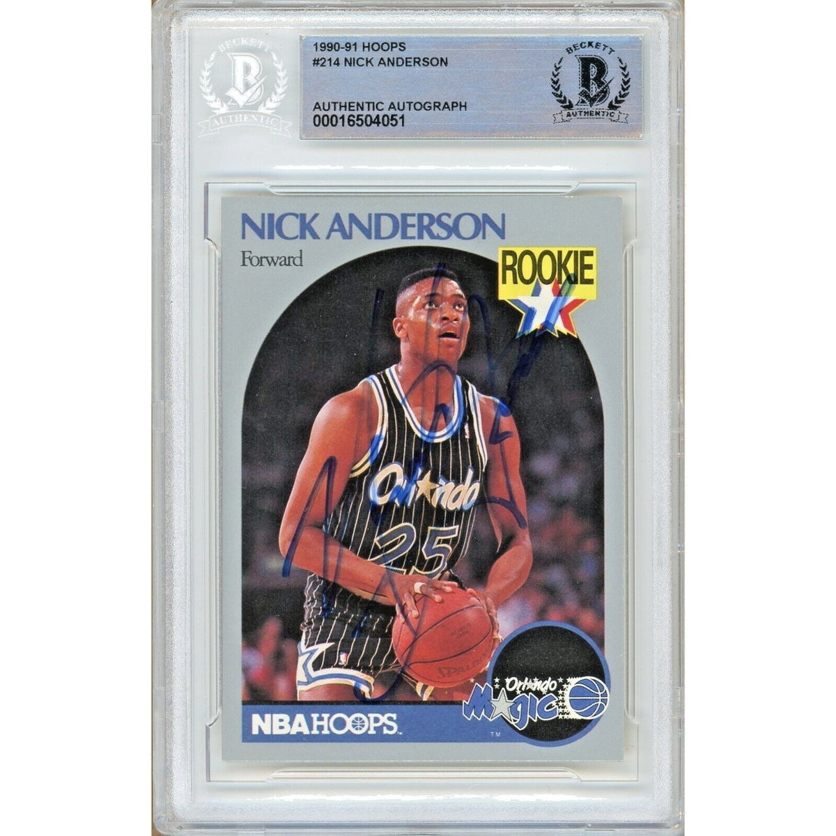 Nick Anderson Orlando Magic Signed Autographed Trading Card Beckett BAS