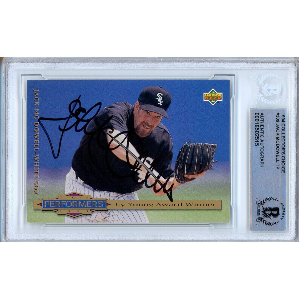 Jack Mcdowell Upper Deck Collectors Choice Autographed Trading Card Beckett BAS