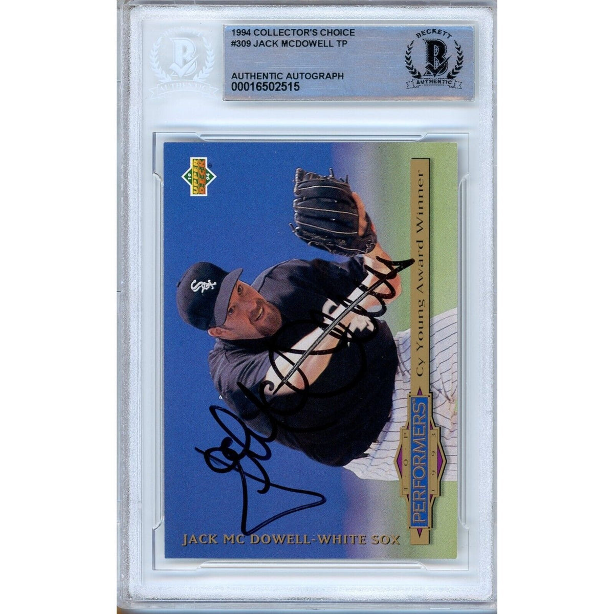 Jack Mcdowell Upper Deck Collectors Choice Signed Trading Card Beckett BAS