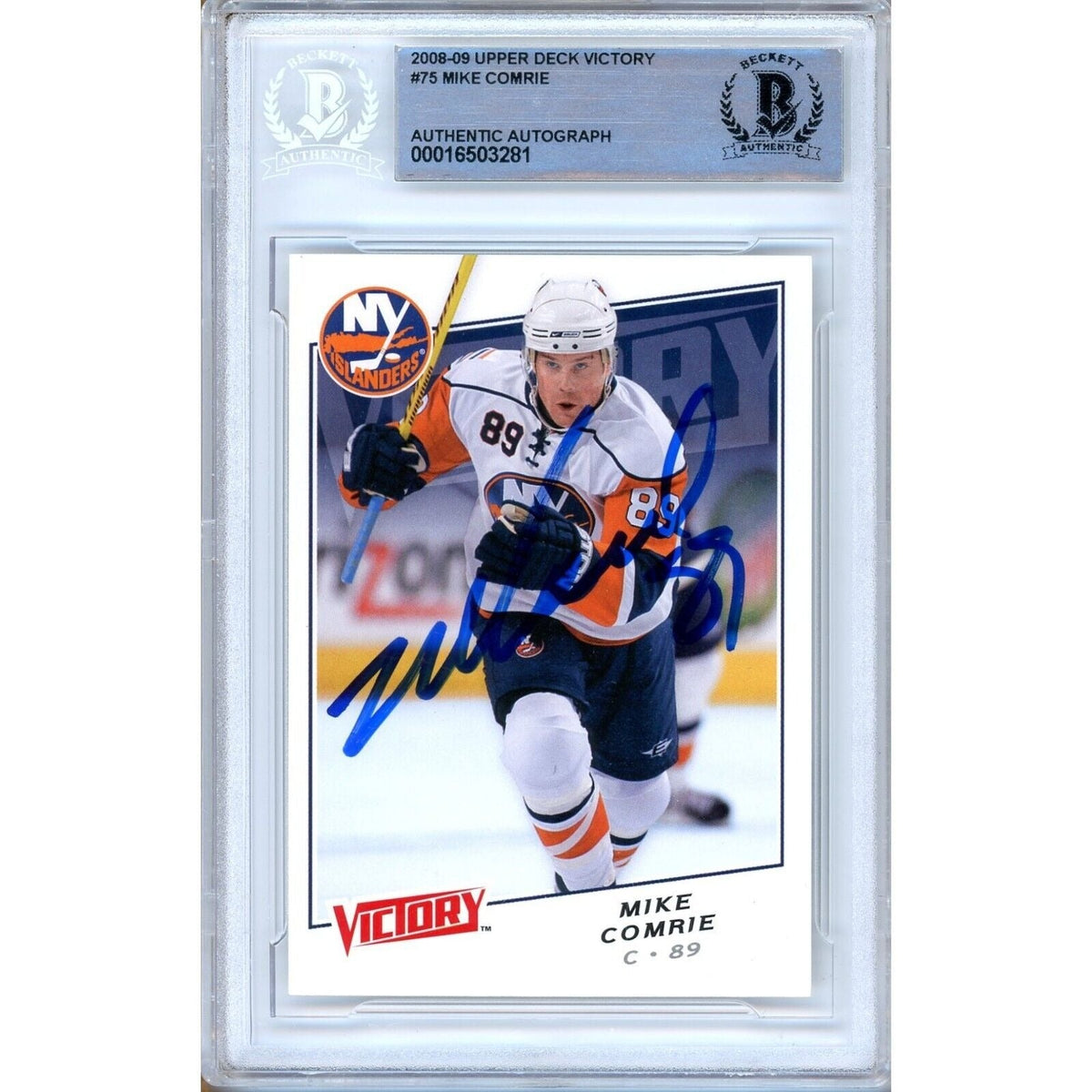 Mike Comrie New York Islanders Autographed Trading Card Beckett BAS
