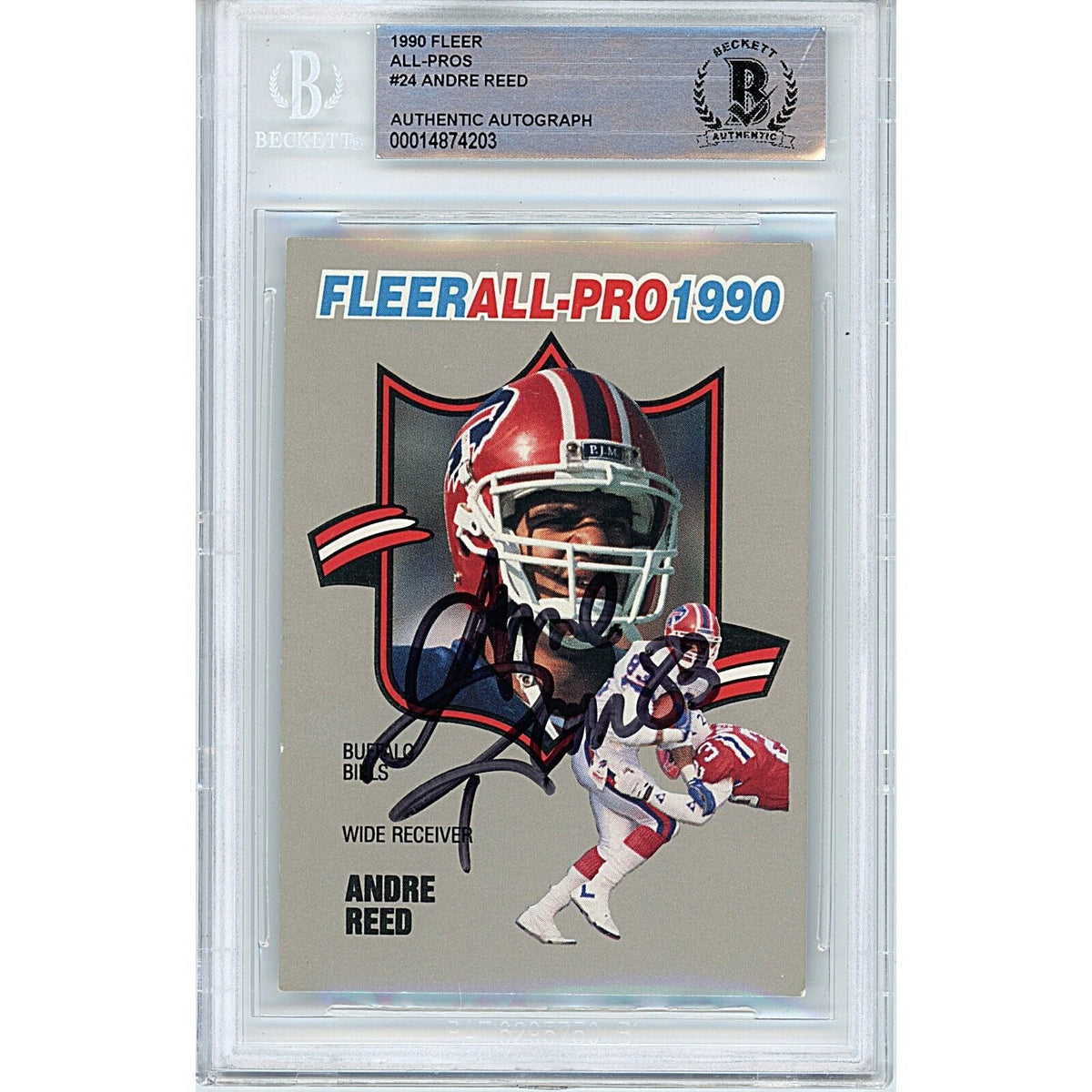 Andre Reed Fleer All Pro Autographed Trading Card Beckett BAS