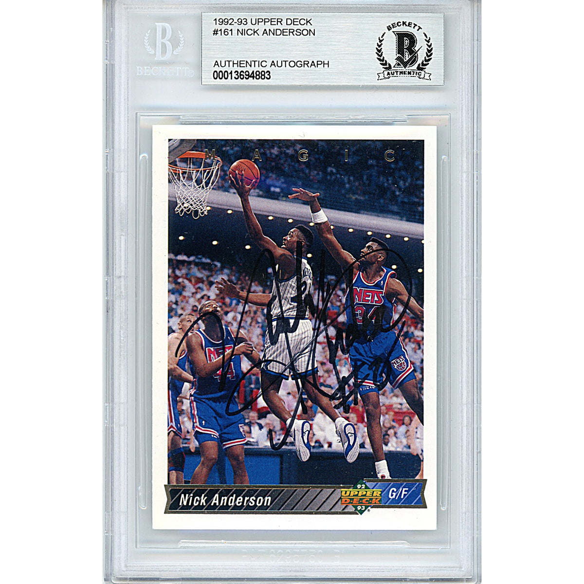 Nick Anderson Signed Orlando Magic Autographed Trading Card Beckett BGS