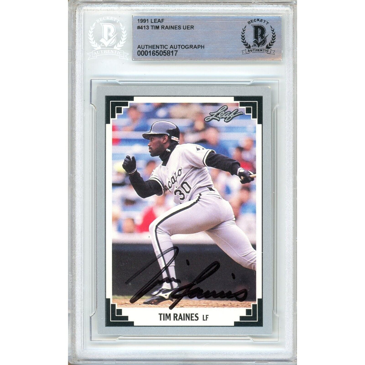 Tim Raines Chicago White Sox Autographed Trading Card Beckett BAS