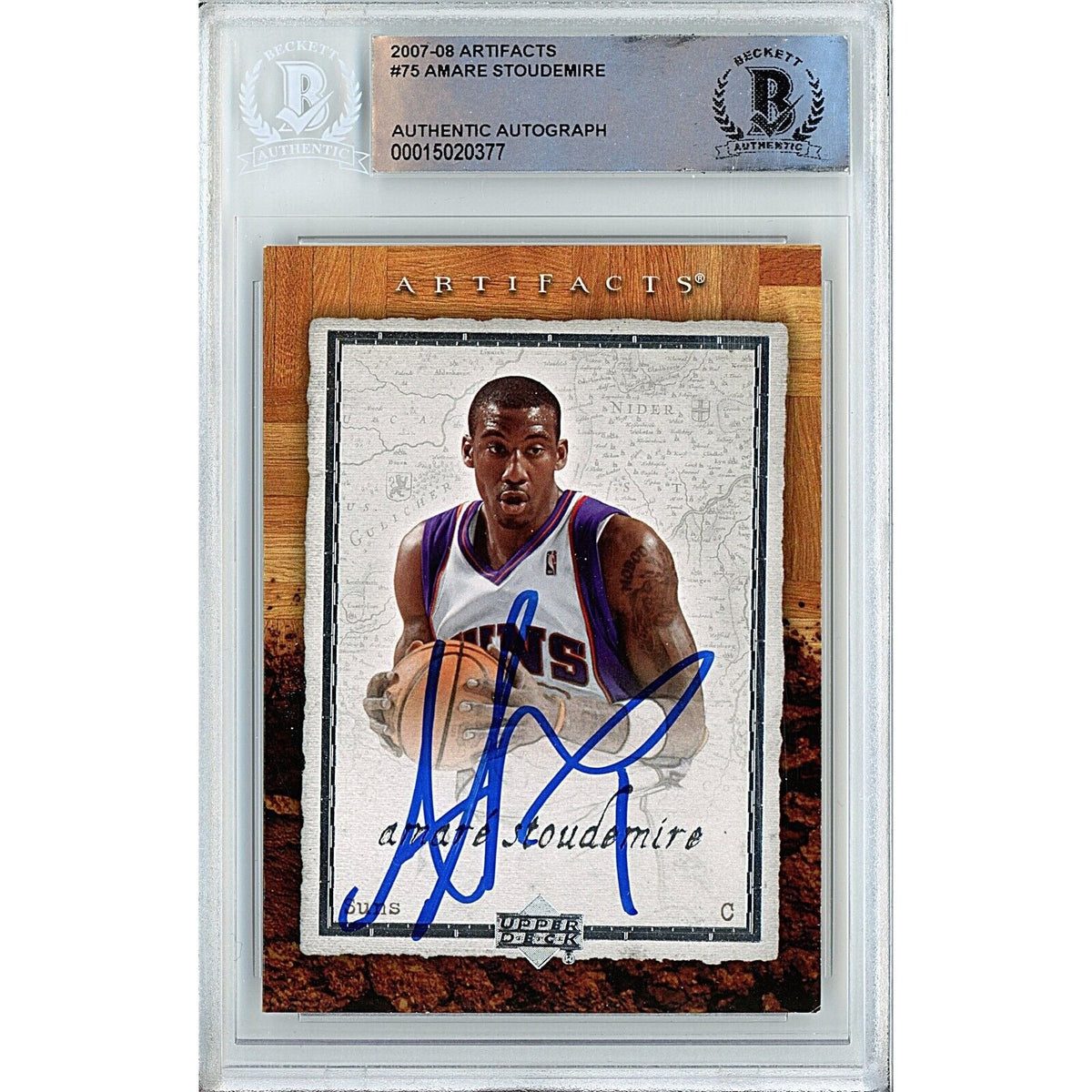 Amare Stoudemire Upper Deck Artifacts Autographed Trading Card Beckett BAS