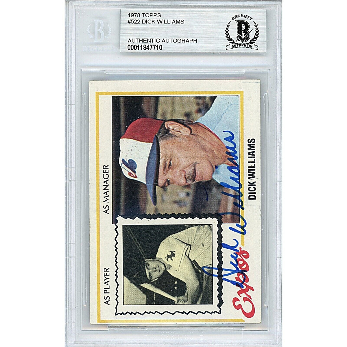 Dick Williams Montreal Expos Oakland Signed Trading Card Beckett BAS