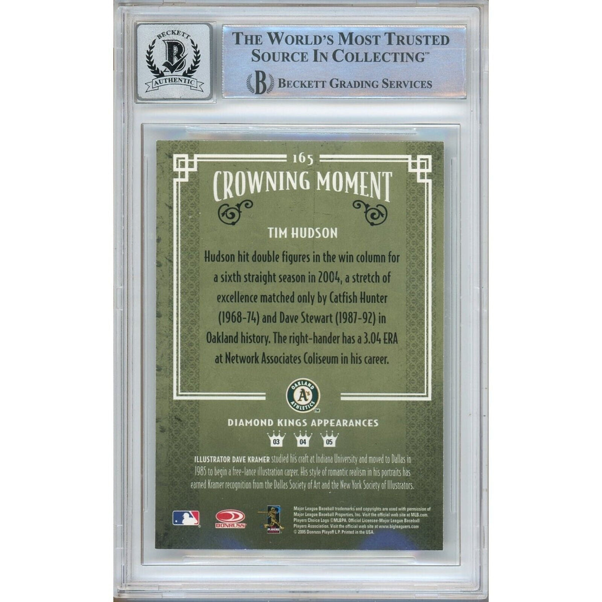 Tim Hudson Oakland Athletics Signed Trading Card Beckett BGS