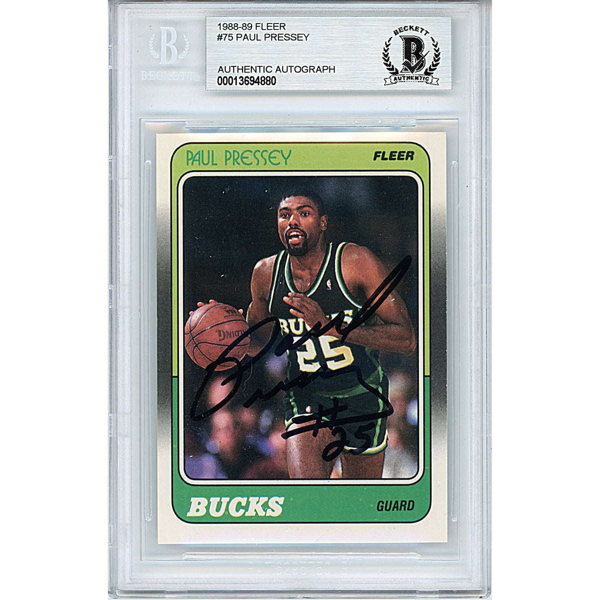 Paul Pressey Signed Milwaukee Bucks Autographed Trading Card Beckett BGS