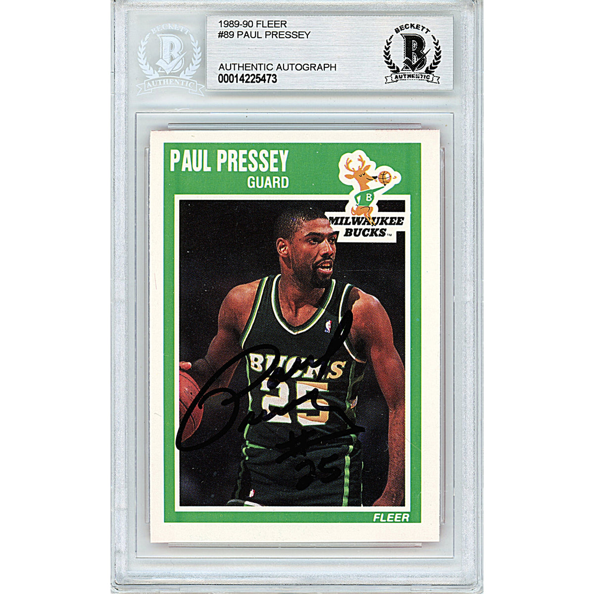 Paul Pressey Signed Milwaukee Bucks Autographed Trading Card Beckett BGS