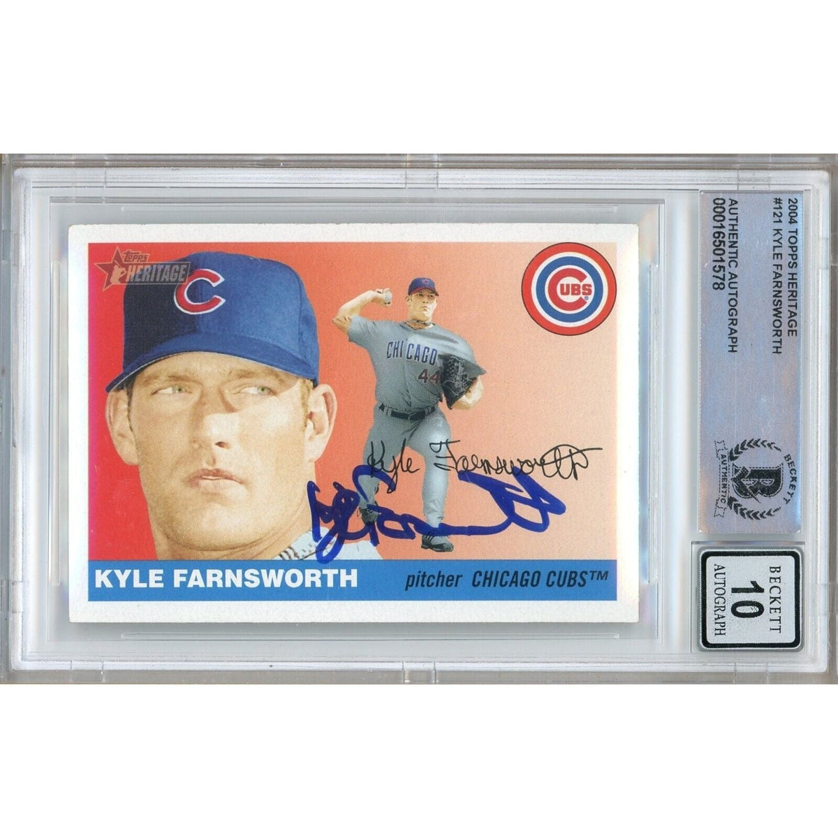 Kyle Farnsworth Topps Heritage Autographed Trading Card Beckett BGS