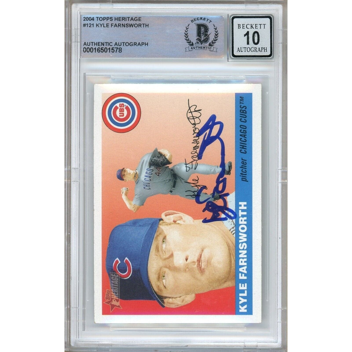 Kyle Farnsworth Topps Heritage Signed Trading Card Beckett BGS
