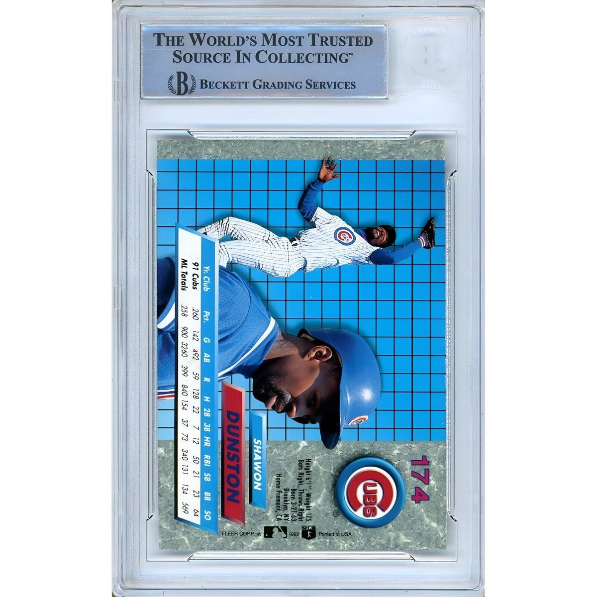 Shawon Dunston Chicago Cubs Signed Autograph Trading Card Beckett BAS