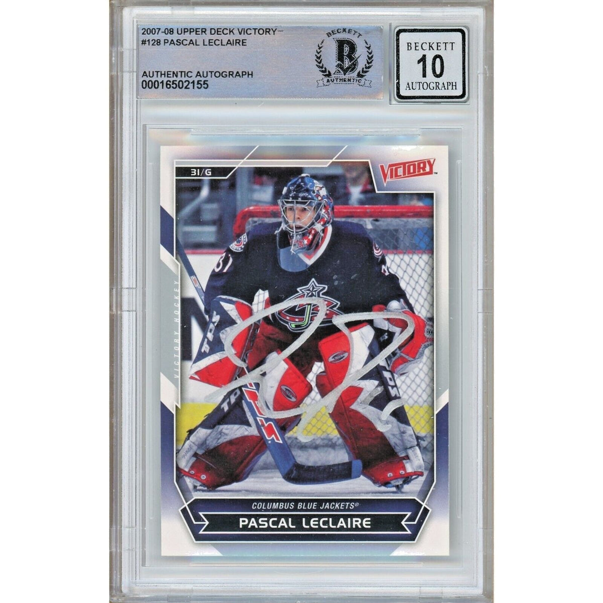 Pascal Blue Jackets Signed Autographed Trading Card Beckett BGS