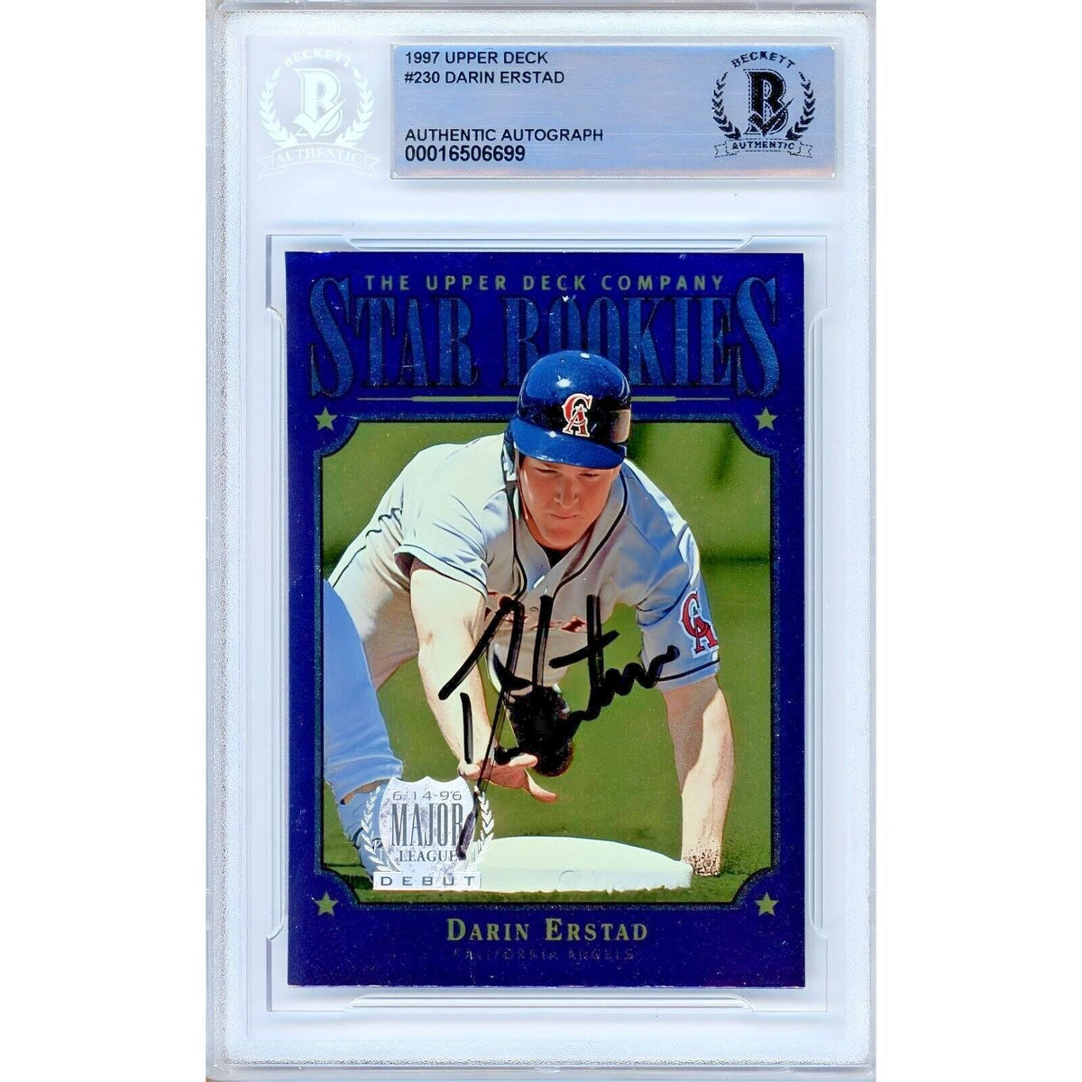 Darin Erstad Upper Deck Autographed Trading Card Beckett BAS