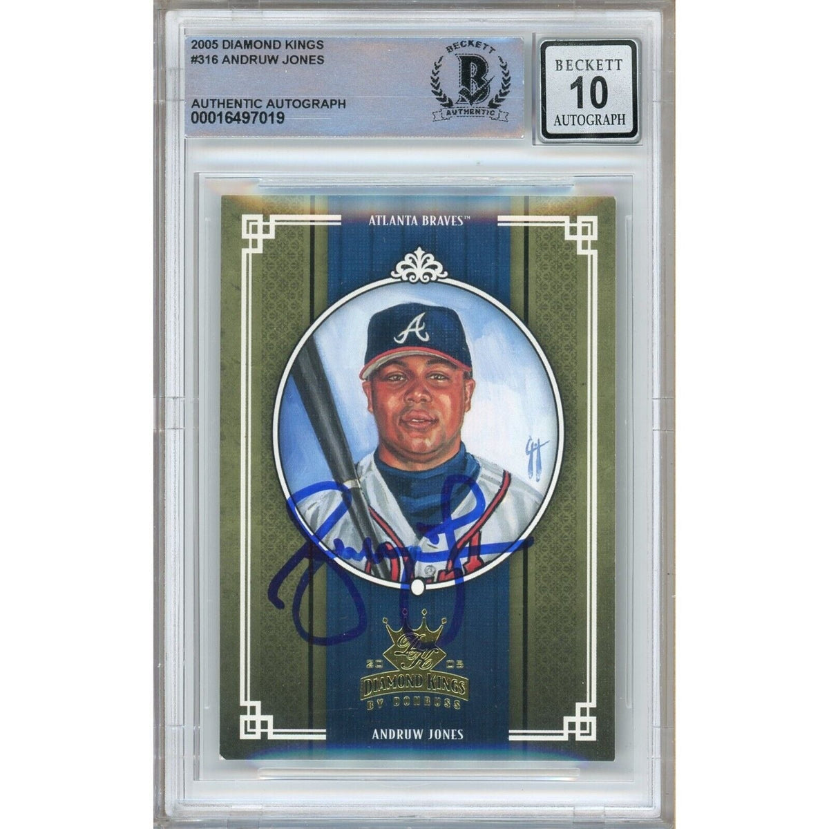 Andruw Jones Donruss Diamond Kings Autographed Trading Card Beckett BGS