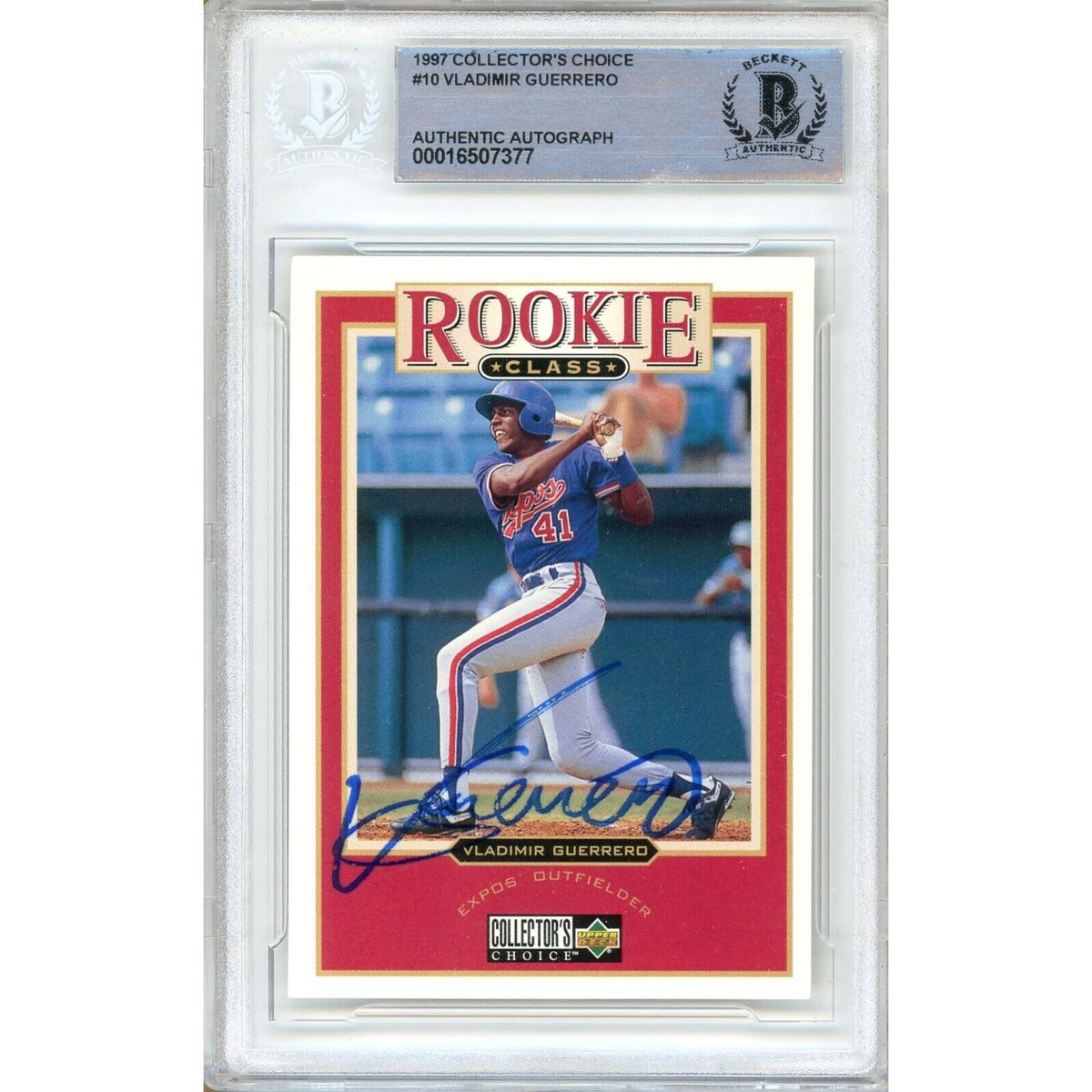 Vladimir Guerrero Montreal Expos Signed Autographed Trading Card Beckett BAS