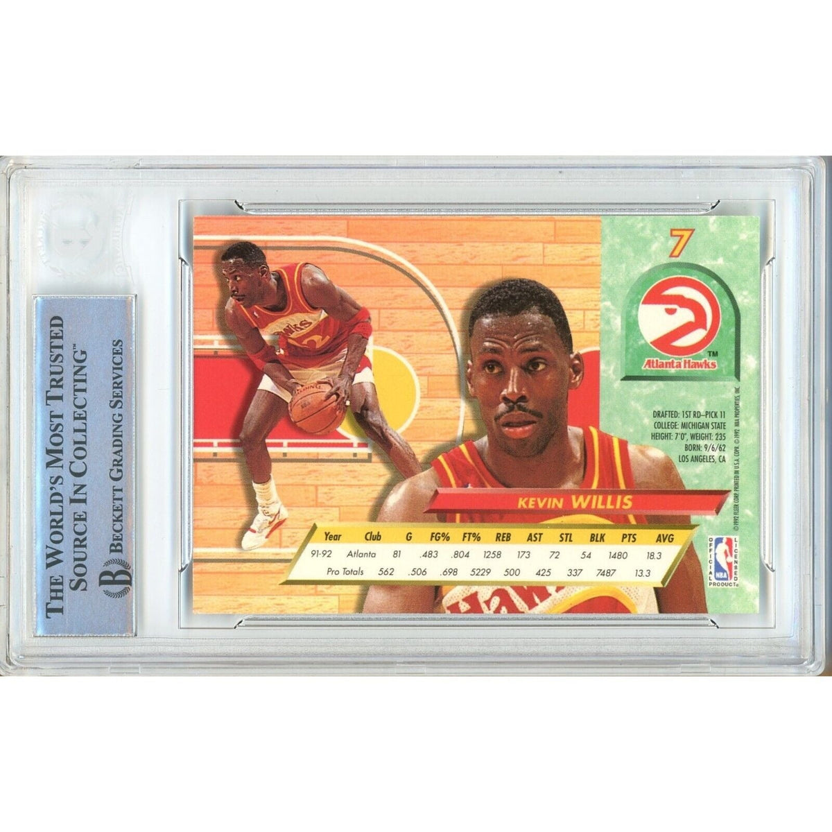 Kevin Willis Atlanta Hawks Autographed Signed Trading Card Beckett BAS