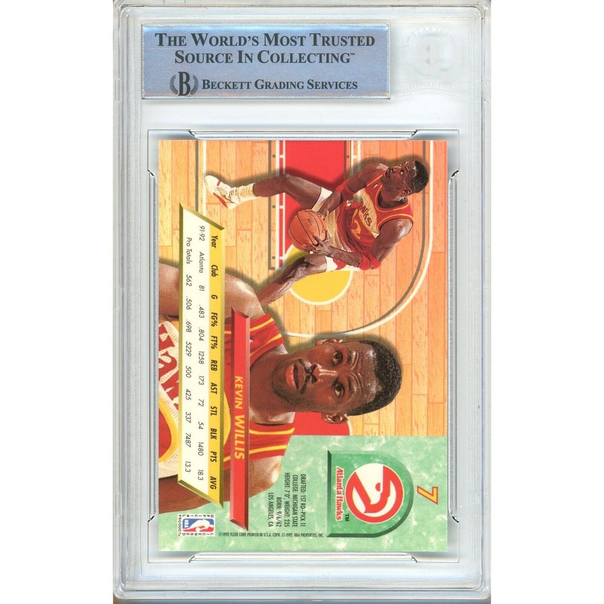 Kevin Willis Atlanta Hawks Autographed Autograph Trading Card Beckett BAS