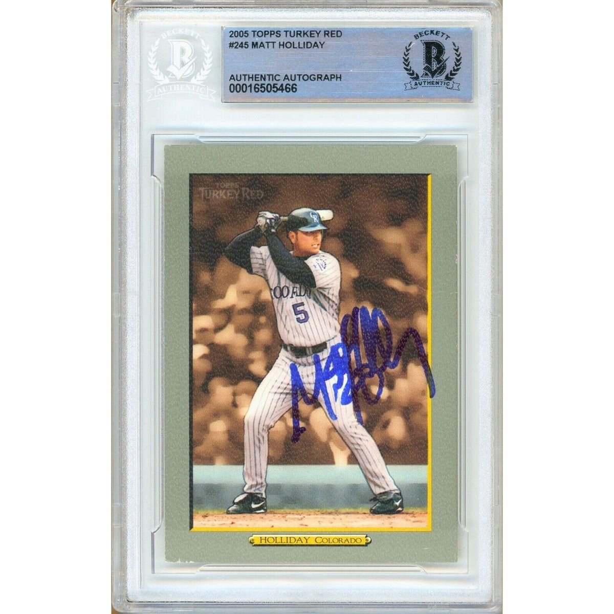 Matt Holliday Colorado Rockies Signed Autographed Trading Card Beckett BAS