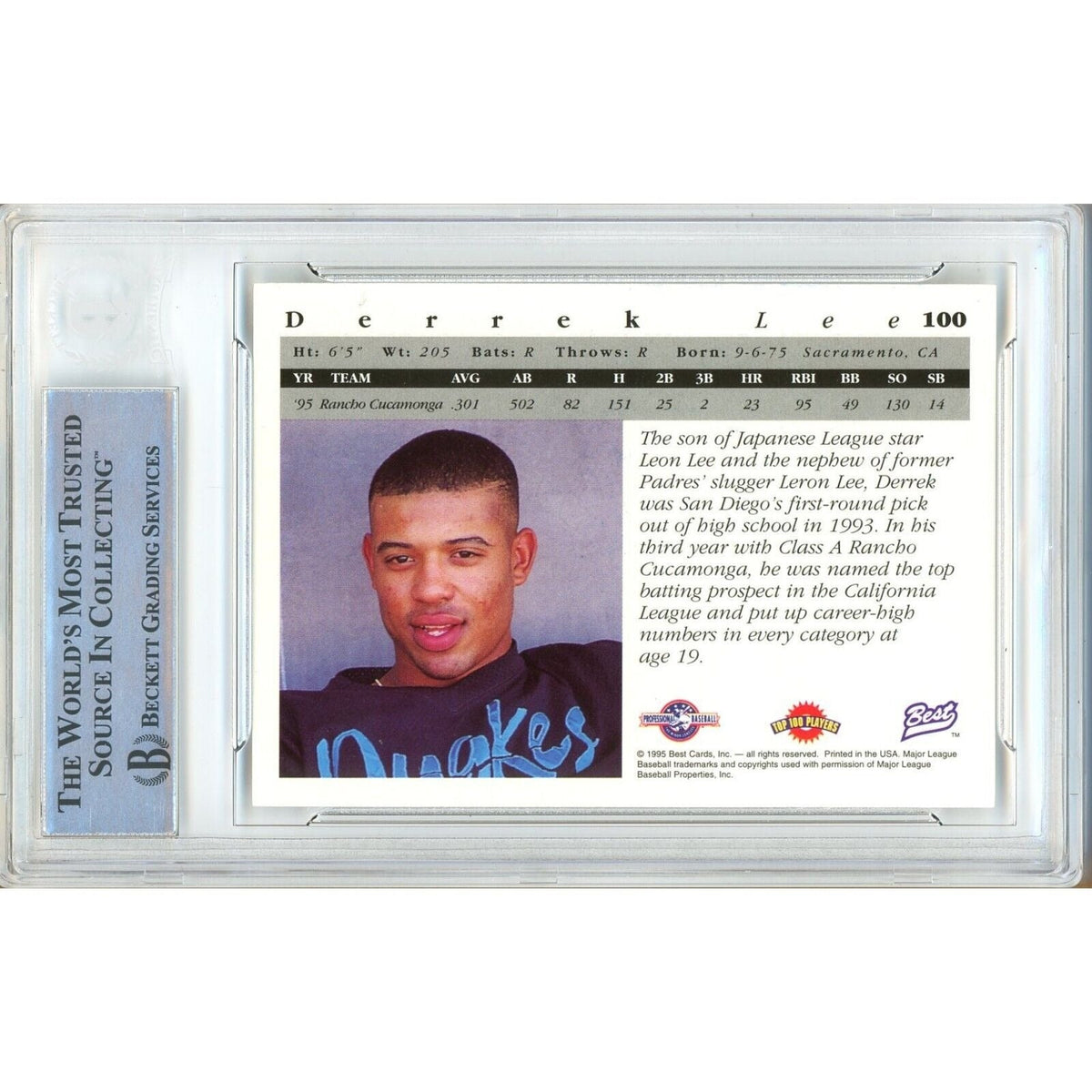 Derrek Lee Team Best Signed Trading Card Beckett BAS