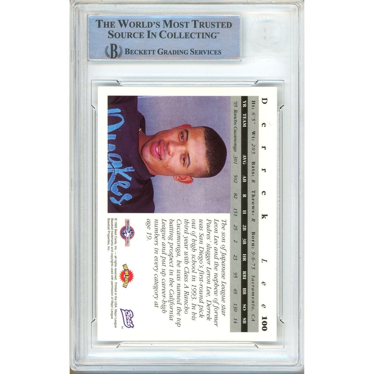 Derrek Lee Team Best Autograph Trading Card Beckett BAS