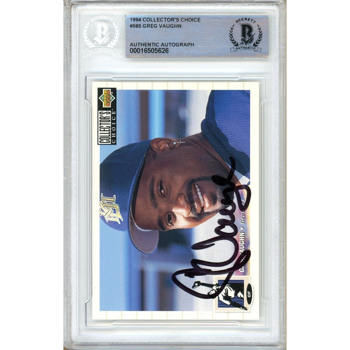 Greg Vaughn Collectors Choice Signed Trading Card Beckett BAS