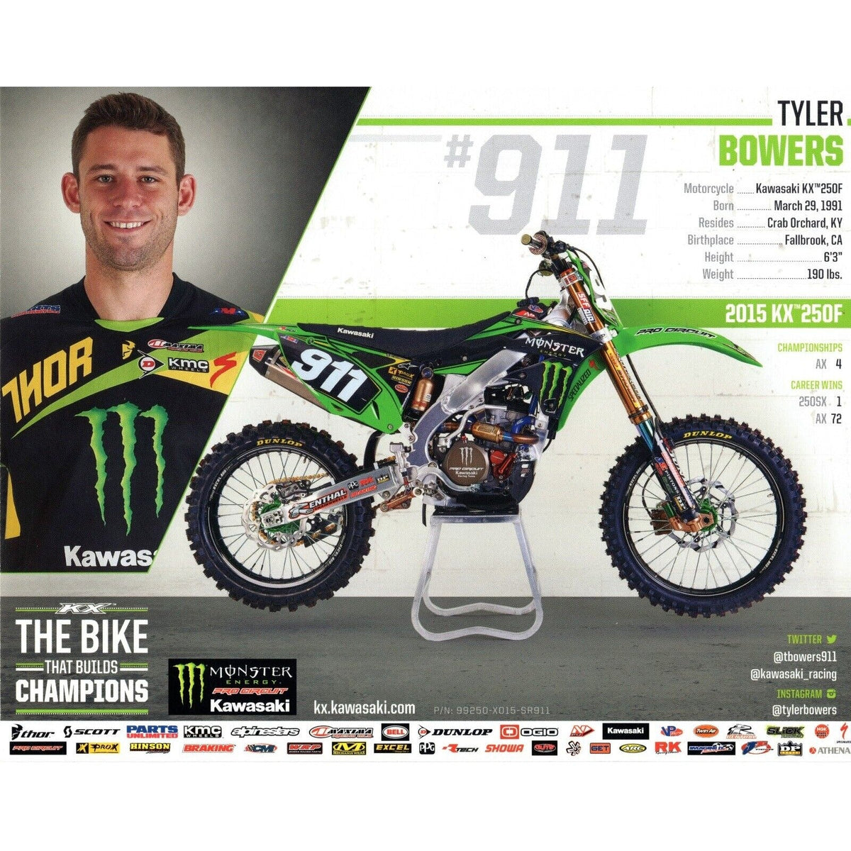 Tyler Bowers Signed Motocross Photo Beckett BAS