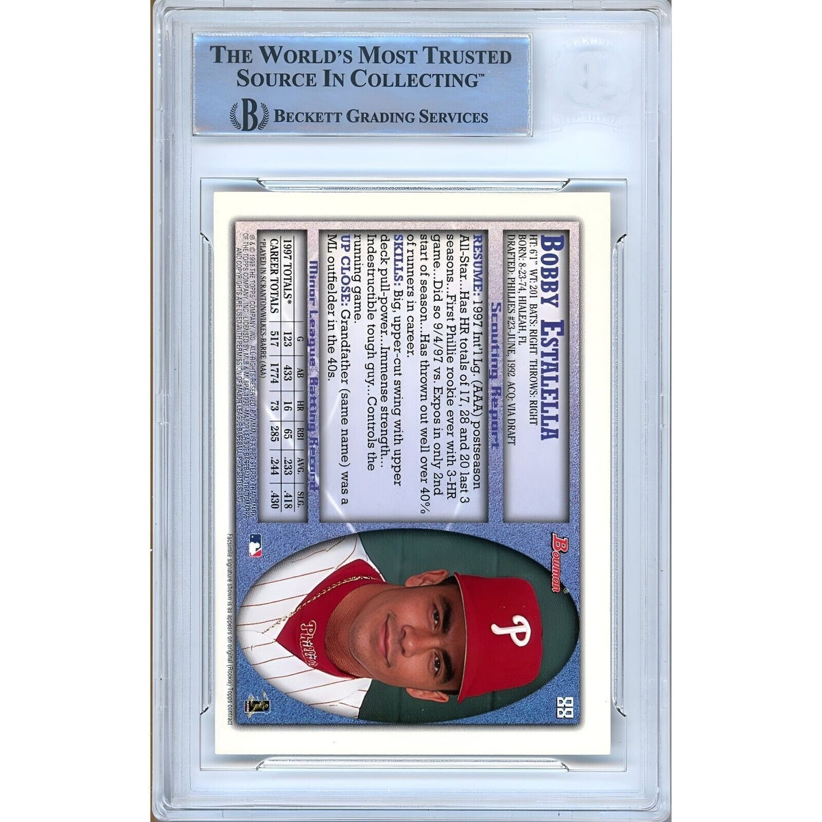Bobby Estalella Phillies Autographed Trading Autograph Card Beckett BAS