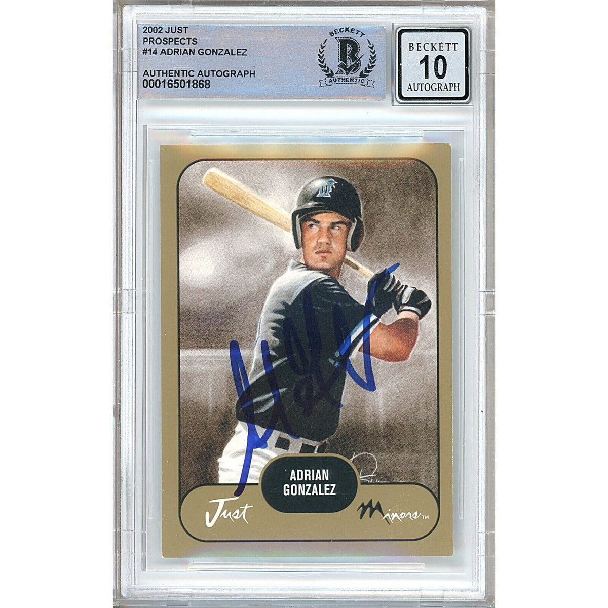 Adrian Gonzalez Just Prospects Autographed Trading Card Beckett BAS